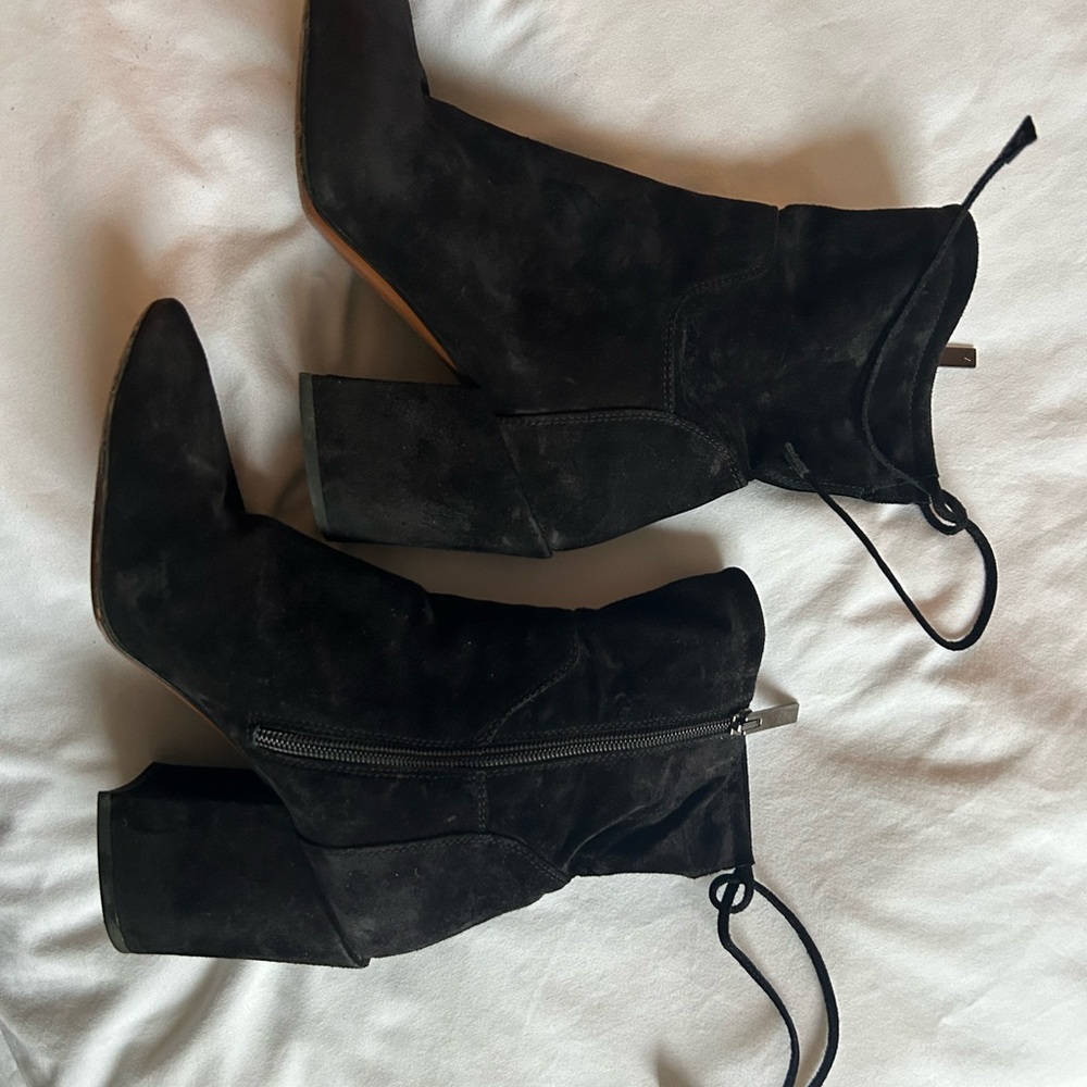 Black suede short boots